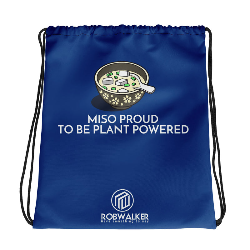 Miso Proud to be Plant based Drawstring Bag-Blue