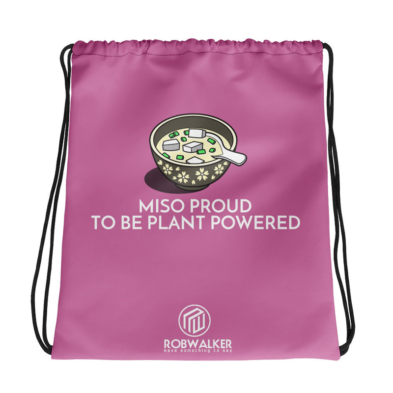 Miso Proud to be Plant based Drawstring Bag-Pink