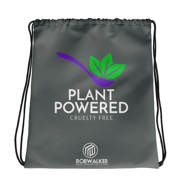 Plant Powered with Spoon Drawstring Bag