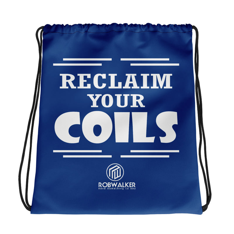 Reclaim Your Coils Drawstring Bag-Blue
