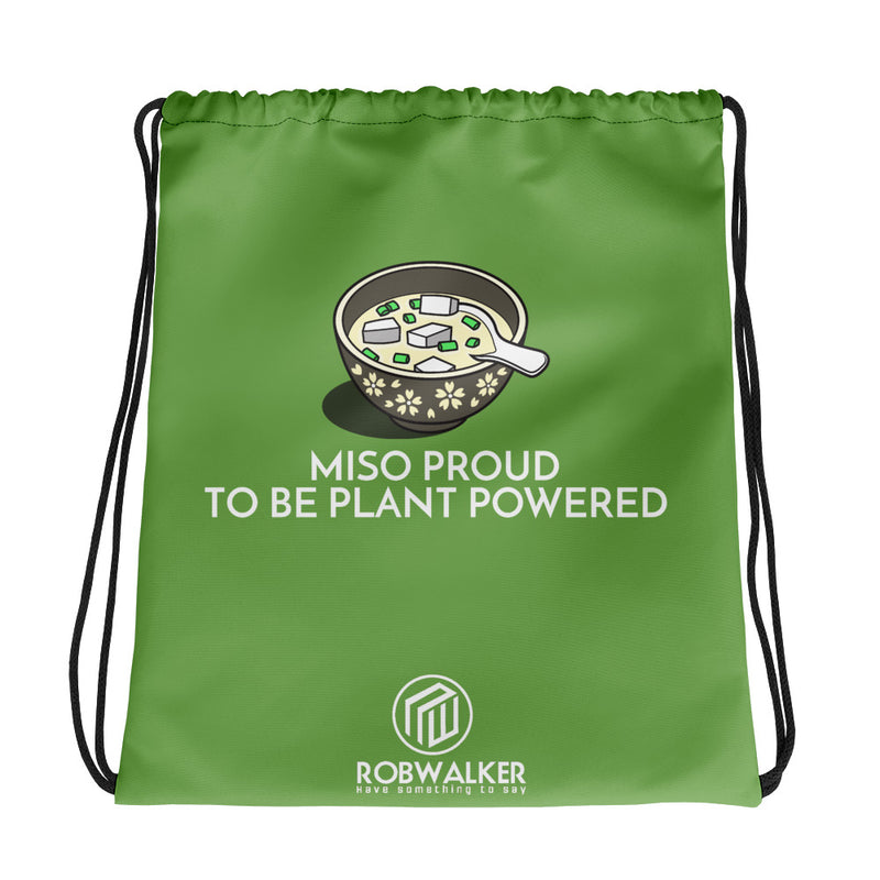 Miso Proud to be Plant Based Drawstring Bag-Green