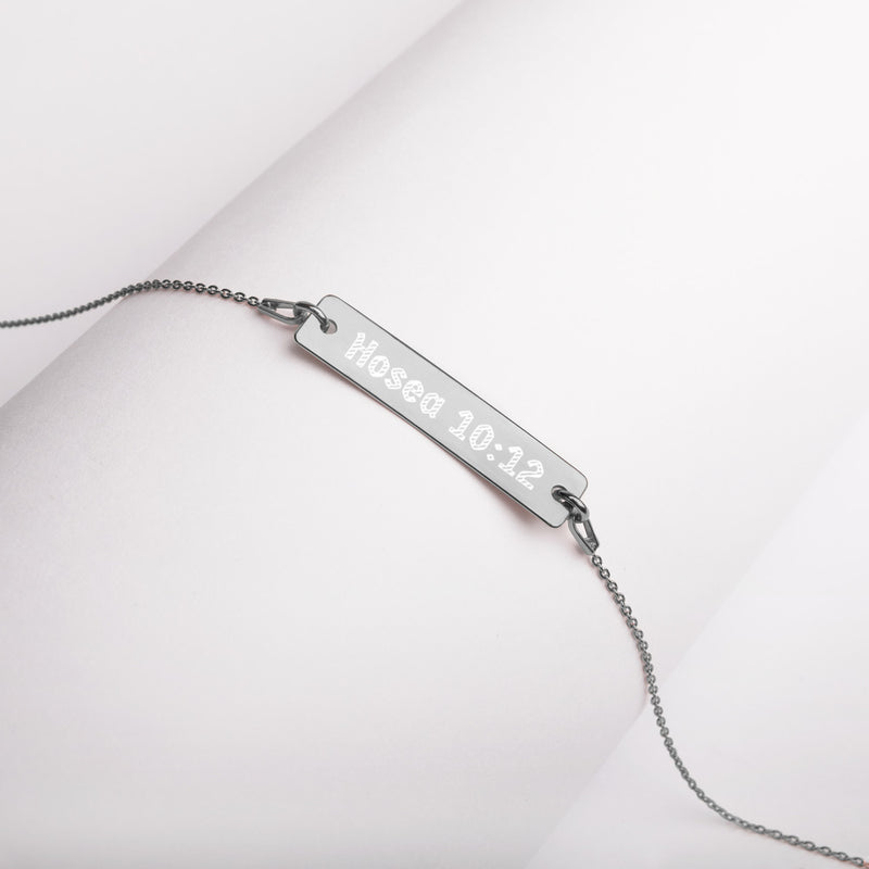 Sow Righteousness Engraved Silver Bar Chain Necklace